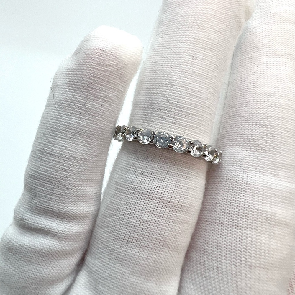 Sterling Round Cubic Zirconia Eternity Ring - Picture 12 of 16
